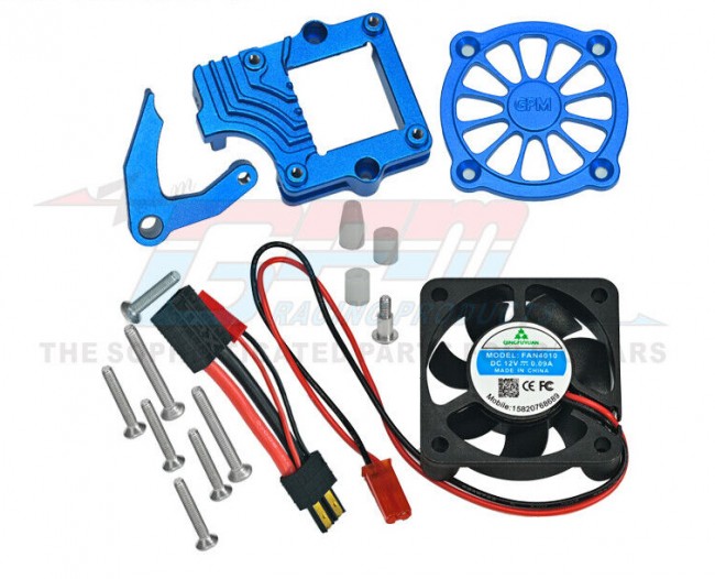 Gpm Aluminum Motor Cooling Fan With Switch For Traxxas 1/10 Trx-4 Trx-6 Cralwer Blue