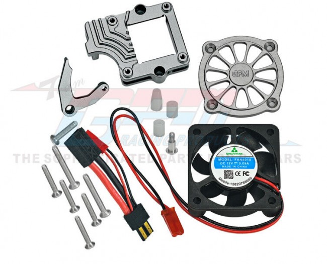 Gpm Aluminum Motor Cooling Fan With Switch For Traxxas 1/10 Trx-4 Trx-6 Cralwer Gun Silver