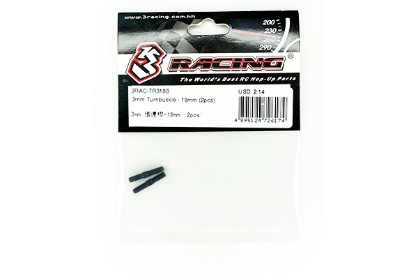 3racing 3RAC-TR318S Aluminum 3mm Turnbuckle - 18mm (2pcs) For 1/10 Rc Car 