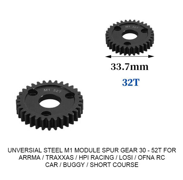 Universal Steel M1 Spur Gear 30t - 52t For Rc Traxxas Arrma Hpi Racing Losi Mugen Seprent Ofna Rc Car Monster Truck 32t