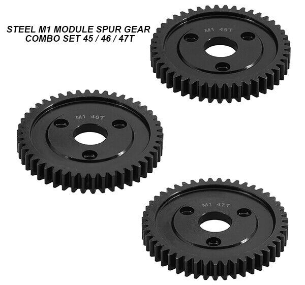 Steel Mod 1 M1 Spur Gear 3pcs Combo Set For Rc Traxxas Arrma Hpi Racing Losi Mugen Seprent Ofna Rc Car Monster Truck 45 / 46 / 47t