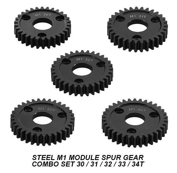 Steel Mod 1 M1 Spur Gear 5pcs Combo Set For Rc Traxxas Arrma Hpi Racing Losi Mugen Seprent Ofna Rc Car Monster Truck 30 / 31 / 32 / 33 / 34t