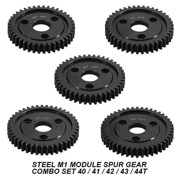 Steel Mod 1 M1 Spur Gear 5pcs Combo Set For Rc Traxxas Arrma Hpi Racing Losi Mugen Seprent Ofna Rc Car Monster Truck 40 / 41 / 42 / 43 / 44t