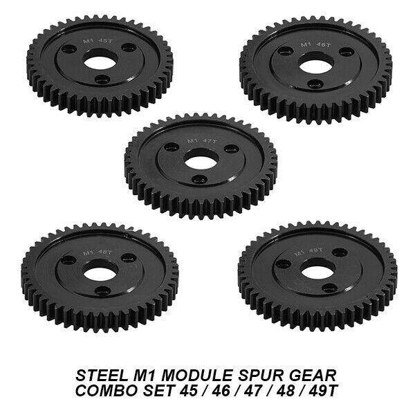 Steel Mod 1 M1 Spur Gear 5pcs Combo Set For Rc Traxxas Arrma Hpi Racing Losi Mugen Seprent Ofna Rc Car Monster Truck 45 / 46 / 47 / 48 / 49t