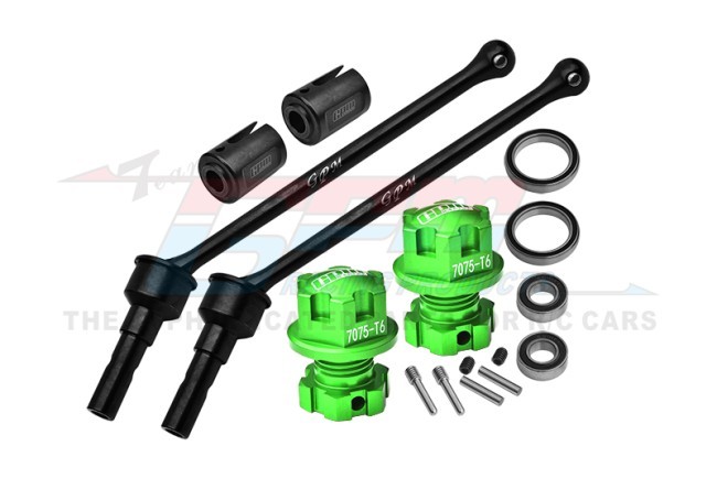 Gpm TXMW110F/RSN Carbon Steel Front / Rear Extend Cvd Shaft -110mm With 7075 Alloy Wheel Lock & Hex Claw 8996x For Traxxas 1/10 Maxx W/ Widemaxx Monster Truck 89086-4 Green