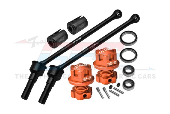 Gpm TXMW110F/RSN Carbon Steel Front / Rear Extend Cvd Shaft -110mm With 7075 Alloy Wheel Lock & Hex Claw 8996x For Traxxas 1/10 Maxx W/ Widemaxx Monster Truck 89086-4 Orange