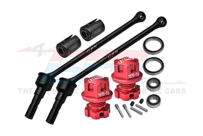 Gpm TXMW110F/RSN Carbon Steel Front / Rear Extend Cvd Shaft -110mm With 7075 Alloy Wheel Lock & Hex Claw 8996x For Traxxas 1/10 Maxx W/ Widemaxx Monster Truck 89086-4 Red