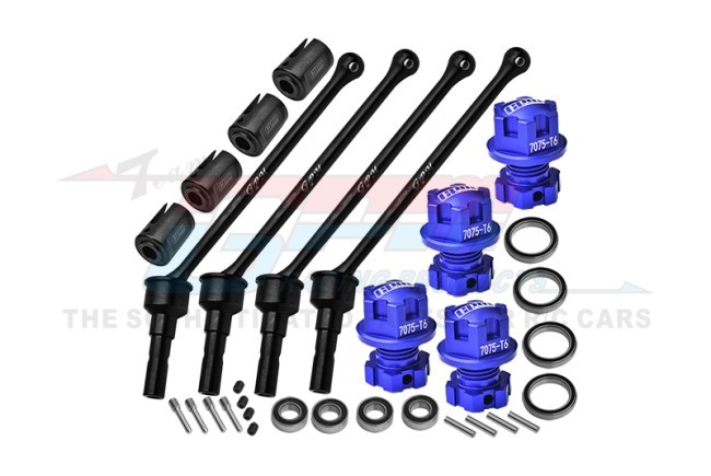 Gpm TXMW110FRSN Carbon Steel Front & Rear Extend Cvd Shaft - 110mm With 7075 Alloy Wheel Lock & Hex Claw 8996x For Traxxas 1/10 Maxx W/ Widemaxx Monster Truck 89086-4 Blue