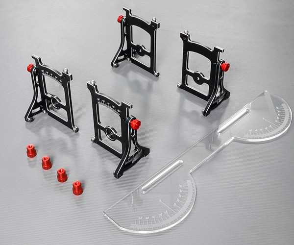 Professional Aluminum Universal Chassis Setup System Camber Caster Toe Gauge Setting For 1/10 Rc Car Black W/ Red