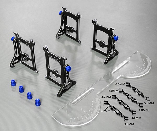 Professional Aluminum Universal Chassis Setup System W/ Turnbuckle Set For 1/10 Scale Rc Car Black W/ Blue