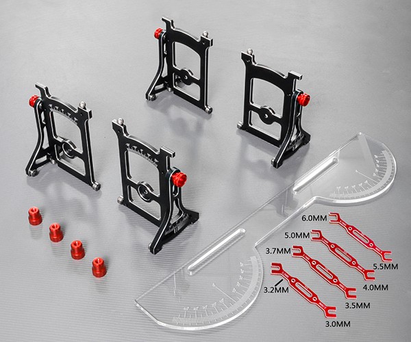 Professional Aluminum Universal Chassis Setup System W/ Turnbuckle Set For 1/10 Scale Rc Car Black W/ Red