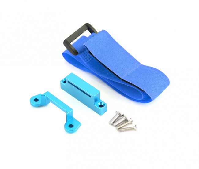 Aluminum Hold Down Battery Mount With Magic Strap 5827 For 1/10 Traxxas Slash 2wd Lcg Vxl / Drag Slash Blue