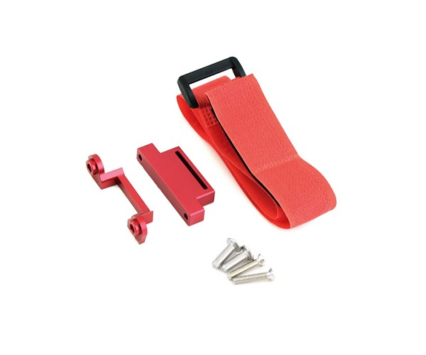Aluminum Hold Down Battery Mount With Magic Strap 5827 For 1/10 Traxxas Slash 2wd Lcg Vxl / Drag Slash Red