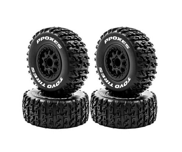 Short Course Truck Rubber Tire & Rim Set 12mm Hex For 1/10 Traxxas Slash 4x4 / Arrma Senton Type A