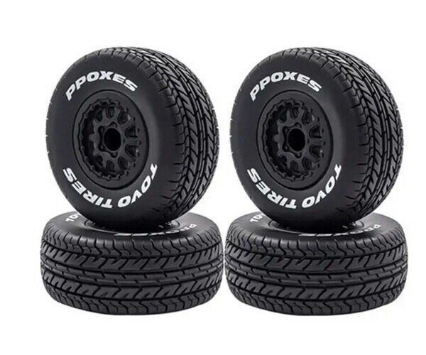 Short Course Truck Rubber Tire & Rim Set 12mm Hex For 1/10 Traxxas Slash 4x4 / Arrma Senton Type C