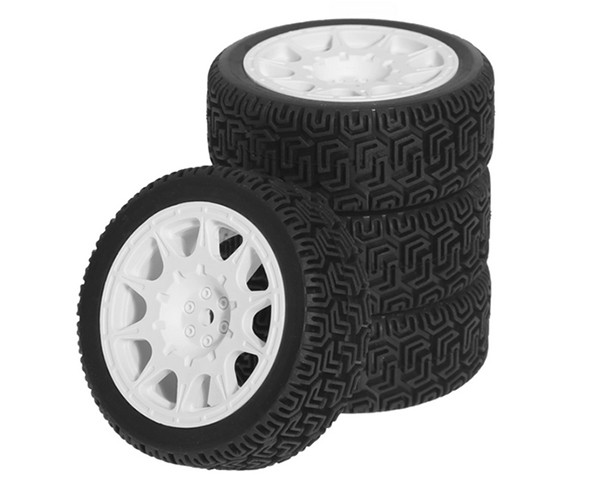 Rubber Tire & Rim Set 68 X 26mm 12mm Hex 10 Spoke Pattern For 1/10 Tamiya Tt-01 Tt-02 Xv-01 Xv-02 Ta06 Rally Truck 