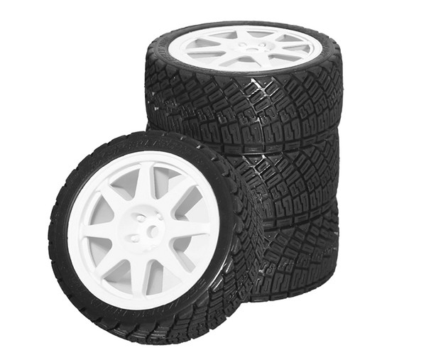 Rubber Tire & Rim Set 68 X 26mm 12mm Hex 8 Spoke Pattern For 1/10 Tamiya Tt-01 Tt-02 Xv-01 Xv-02 Ta06 Rally Truck 