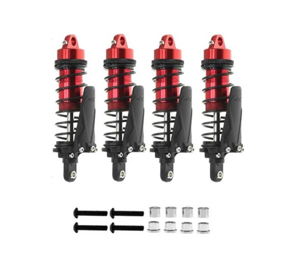 Aluminum Big Bore Oil Damper With Perch Set - 90mm 4pcs For 1/10 Rc Car Crawler Buggy Truck Red
