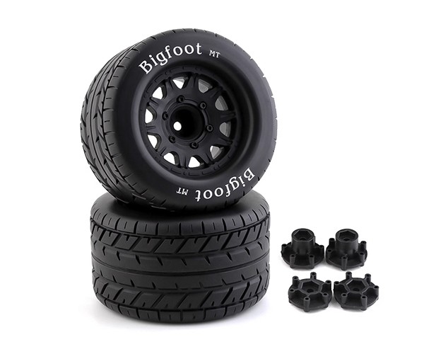 Tire And Rim Set 125 X 68mm 12 / 14mm Hex For 1/10 Traxxas Arrma Offroad Monster Short Course Truck A1 Type