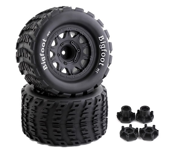 Tire And Rim Set 125 X 68mm 12 / 14mm Hex For 1/10 Traxxas Arrma Offroad Monster Short Course Truck A3 Type