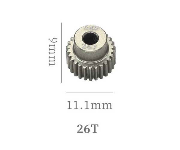 Hard Coated Aluminum 64p Pitch 21t - 40t Pinion Gear For 1/8 1/10 Rc Car Buggy Short Course 26t