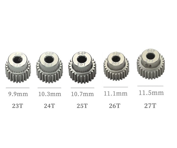 Hard Coated Aluminum 64p Pitch 21t - 44t 5pcs Pinion Gear Et For 1/8 1/10 Rc Car Buggy 23t - 27t