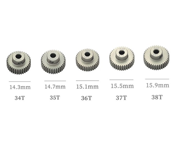 Hard Coated Aluminum 64p Pitch 21t - 44t 5pcs Pinion Gear Et For 1/8 1/10 Rc Car Buggy 34t - 38t