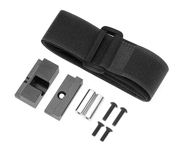 Aluminum Battery Hold Mount With Magic Strap For 1/10 Tamiya Tt-02 Tt-02d Rc Touring Car Black