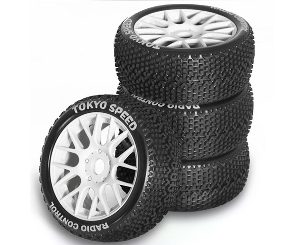 Rubber Tire & Rim Set 110 X 45mm 17mm Hex For 1/8 1/10 Rc Arrma Typhon Kyosho Mp9 Mp10 Tekno Eb48 White