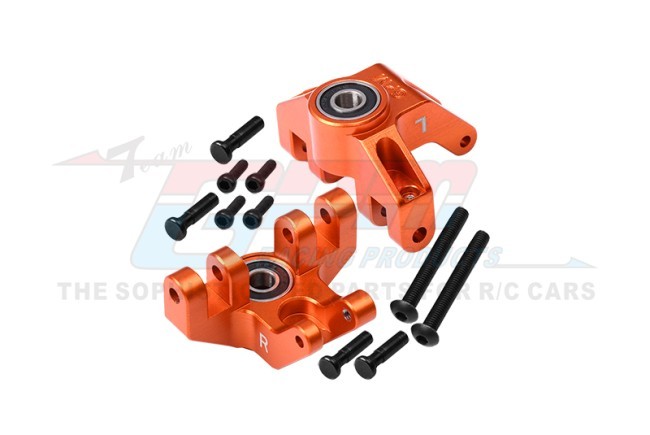 Aluminum 7075 Front Spindle Set Larger Inner Bearing Los244004 For Losi 1/8 Lmt Solid Axle 4wd Monster Los04022 Los04021 Los04024 Orange