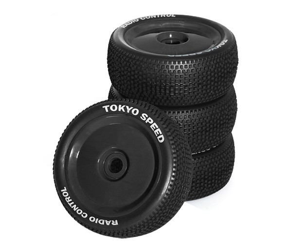 Rubber Tire & Rim Set Disc Type 110 X 45mm 17mm Hex For 1/8 1/10 Rc Arrma Typhon Kyosho Mp9 Mp10 Tekno Eb48 Black
