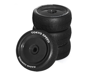 RUBBER TIRE & RIM SET DISC TYPE 110 X 45mm 17mm Hex For 1/8 1/10 RC ARRMA TYPHON KYOSHO MP9 MP10 TEKNO EB48