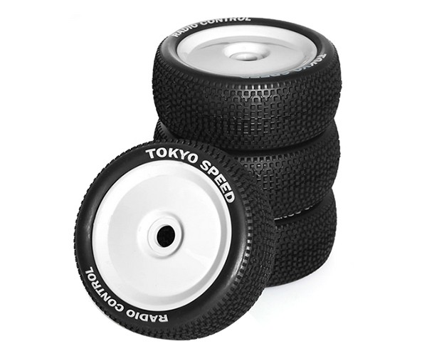 Rubber Tire & Rim Set Disc Type 110 X 45mm 17mm Hex For 1/8 1/10 Rc Arrma Typhon Kyosho Mp9 Mp10 Tekno Eb48 White