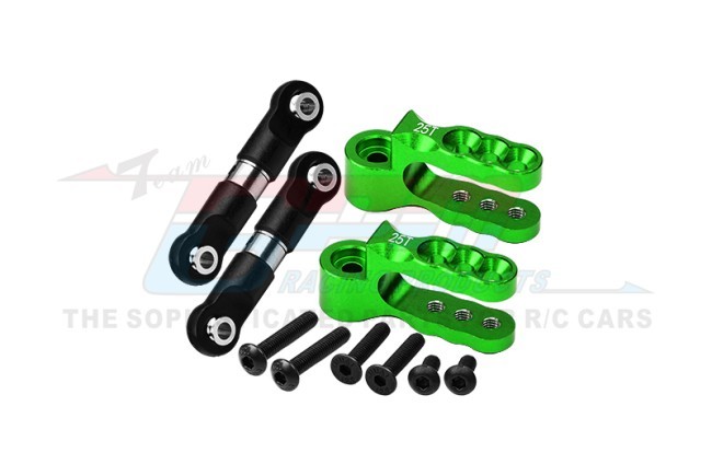 Aluminum 7075 Servo Horn 25t With Stainless Steel Adjustable Steering Link 5345r For Traxxas 1/10 E-revo Vxl Slayer Pro Summit T-maxx Green
