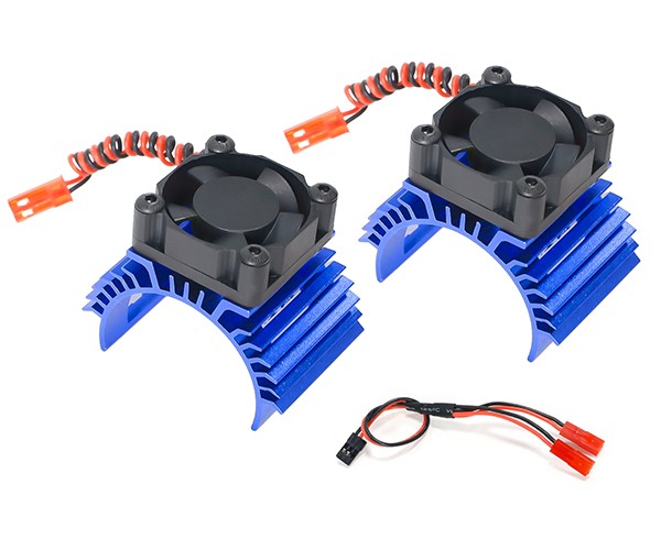 Aluminum Twin Cooling Fan Motor Heatsink 36mm 540 550 3650 For 1/8 1/10 Rc Tamiya Rc Car Blue