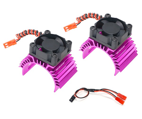 Aluminum Twin Cooling Fan Motor Heatsink 36mm 540 550 3650 For 1/8 1/10 Rc Tamiya Rc Car Pink