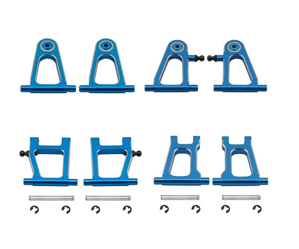 Aluminum Front & Rear Upper Lower Suspension Arm For 1/10 Tamiya Tt-01 Rc Car Blue