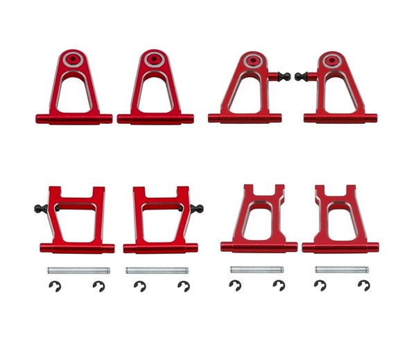 Aluminum Front & Rear Upper Lower Suspension Arm For 1/10 Tamiya Tt-01 Rc Car Red