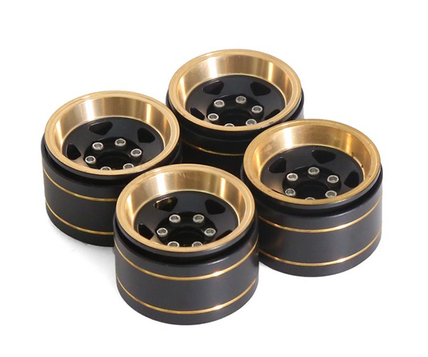 Brass 1.0 Inch Brass Beadlock Wheel Rim For Traxxas 1/18 Trx-4m / Axial Ax24 Scx24 Crawler Type B