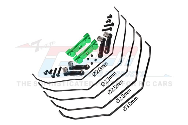 Gpm TS312 Alloy Front & Rear Sway Bar Mount With Linkage And Wire 10295 For Traxxas 1/8 6s Maxx Slash 102076-4 Green