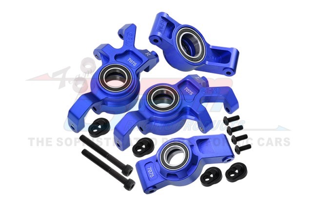 Gpm TXM2122N 7075 Alloy Front Oversized Steering Blocks & Rear Hub Stub Axle Carriers With Three Oversize Bearing 7852 7737x For Traxxas 1/5 X-maxx 6s 8s Traxxas 1/6 Xrt 8s Monster Blue