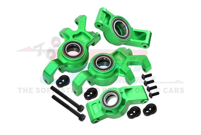 Gpm TXM2122N 7075 Alloy Front Oversized Steering Blocks & Rear Hub Stub Axle Carriers With Three Oversize Bearing 7852 7737x For Traxxas 1/5 X-maxx 6s 8s Traxxas 1/6 Xrt 8s Monster Green