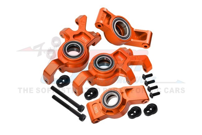 Gpm TXM2122N 7075 Alloy Front Oversized Steering Blocks & Rear Hub Stub Axle Carriers With Three Oversize Bearing 7852 7737x For Traxxas 1/5 X-maxx 6s 8s Traxxas 1/6 Xrt 8s Monster Orange