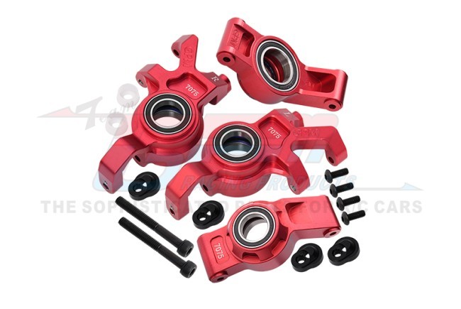 Gpm TXM2122N 7075 Alloy Front Oversized Steering Blocks & Rear Hub Stub Axle Carriers With Three Oversize Bearing 7852 7737x For Traxxas 1/5 X-maxx 6s 8s Traxxas 1/6 Xrt 8s Monster Red