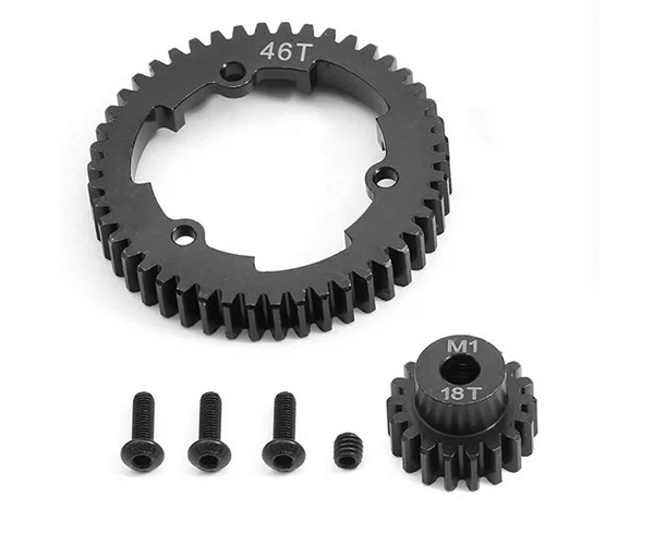 Steel M1 Spur Gear 46t / 50t / 52t / 54t W/ 18t Pinion Gear For Traxxas 1/5 X-maxx 6s 8s 1/6 Xrt 1/10 Maxx Revo 2.0 1/7 Xo-1 Car 46t / 18t