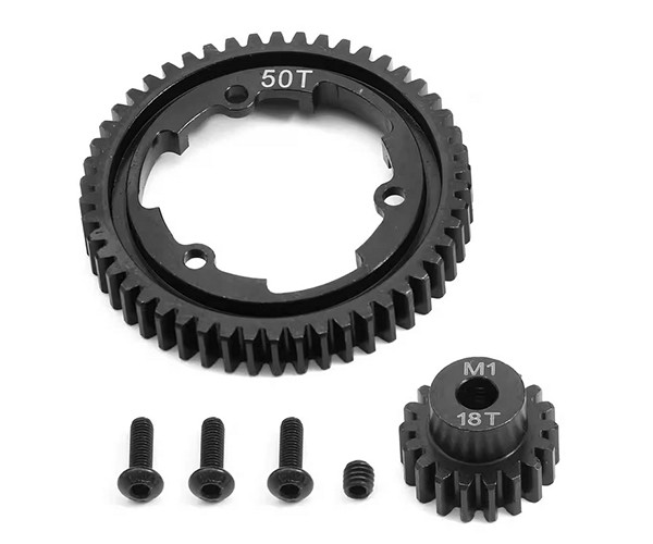 Steel M1 Spur Gear 46t / 50t / 52t / 54t W/ 18t Pinion Gear For Traxxas 1/5 X-maxx 6s 8s 1/6 Xrt 1/10 Maxx Revo 2.0 1/7 Xo-1 Car 50t / 18t