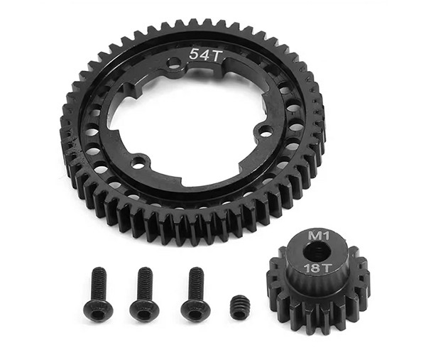 Steel M1 Spur Gear 46t / 50t / 52t / 54t W/ 18t Pinion Gear For Traxxas 1/5 X-maxx 6s 8s 1/6 Xrt 1/10 Maxx Revo 2.0 1/7 Xo-1 Car 54t / 18t