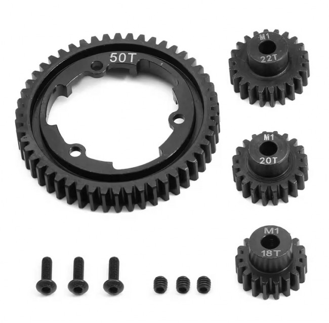 Steel M1 Spur Gear 46t / 50t / 52t / 54t W. 18 / 20 / 22t Pinion For Traxxas 1/5 X-maxx 6s 8s 1/6 Xrt 1/10 Maxx Revo 2.0 1/7 Xo-1 Car 50t / 18 20 22t