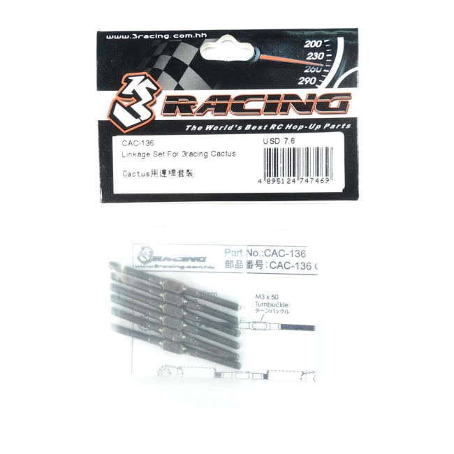 3racing CAC-136 Linkage Set For 3racing Cactus 1/10 Buggy Black