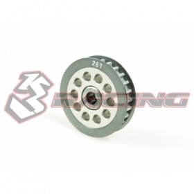 3racing 3RAC-3PYW/28 Aluminum Center One Way Pulley Gear T28 Silver